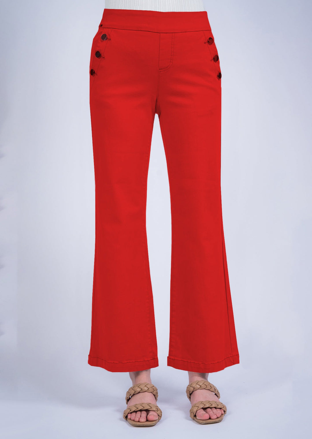 Hampton Twill Wide Leg Button Detail