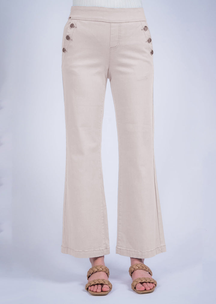 Hampton Twill Wide Leg Button Detail
