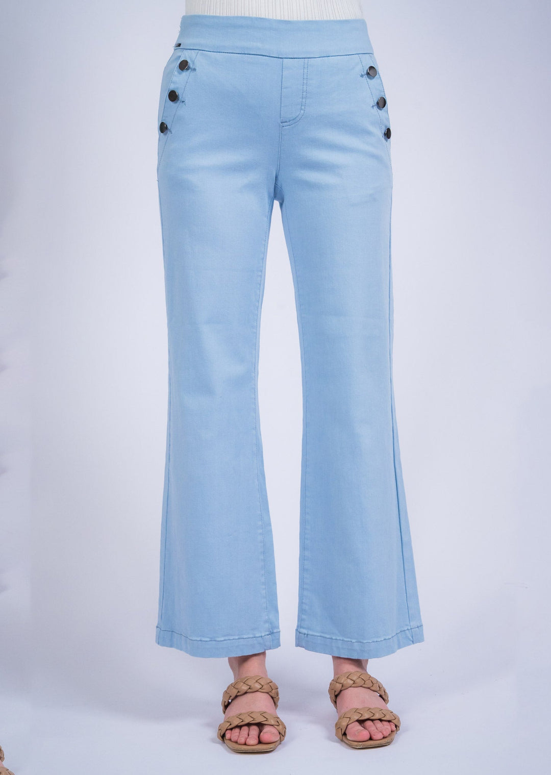 Hampton Twill Wide Leg Button Detail