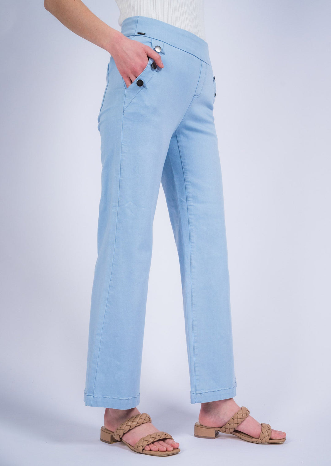 Hampton Twill Wide Leg Button Detail