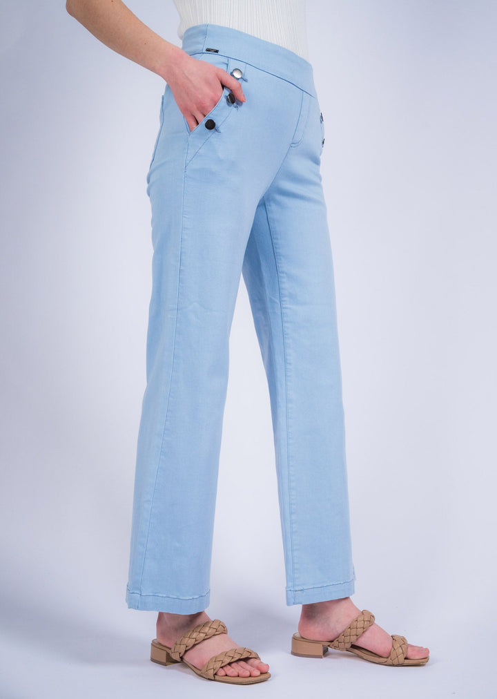 Hampton Twill Wide Leg Button Detail