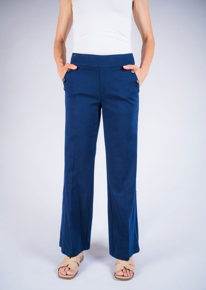 Hampton Twill Wide Leg Button Detail
