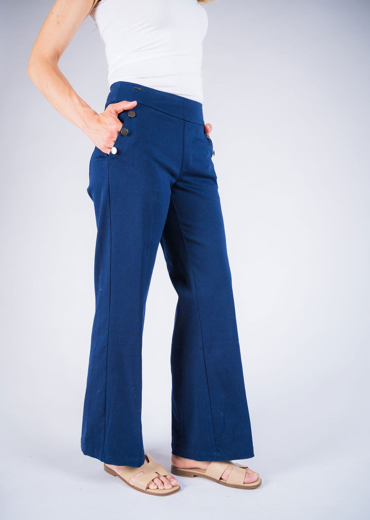 Hampton Twill Wide Leg Button Detail