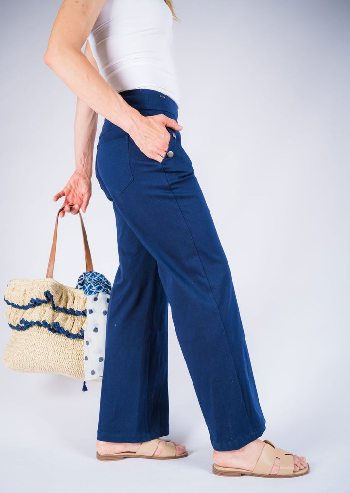 Hampton Twill Wide Leg Button Detail