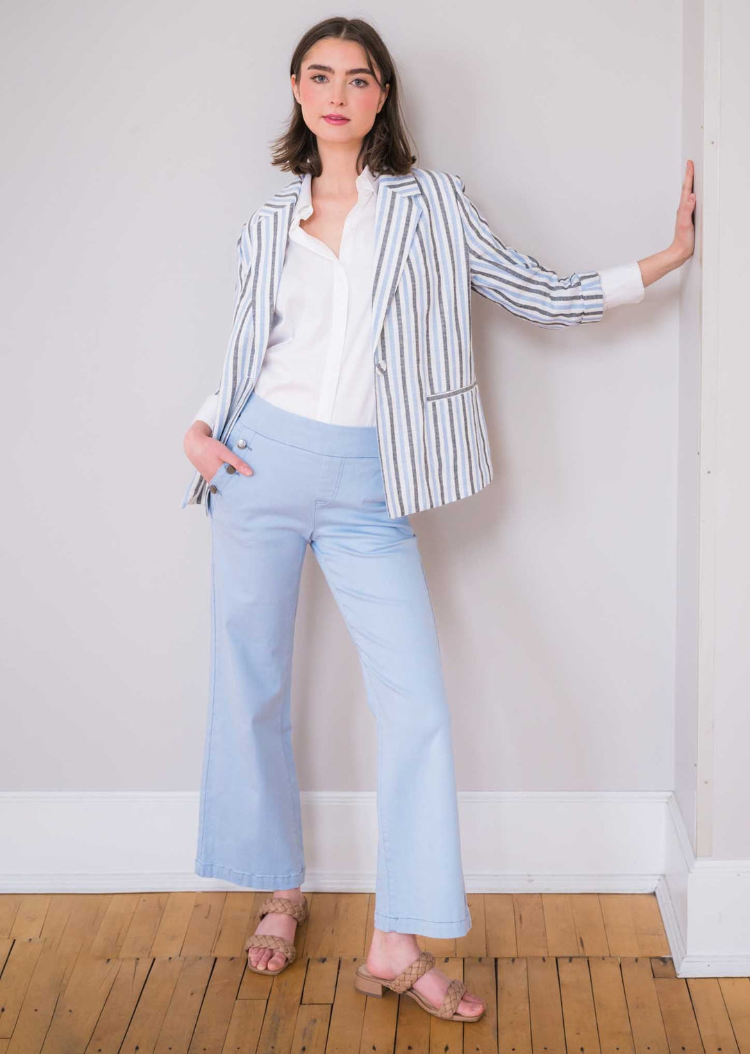Hampton Twill Wide Leg Button Detail