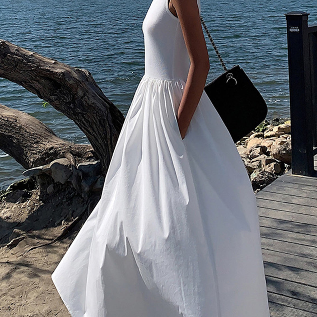 Leisure Crew Neck Long Dress