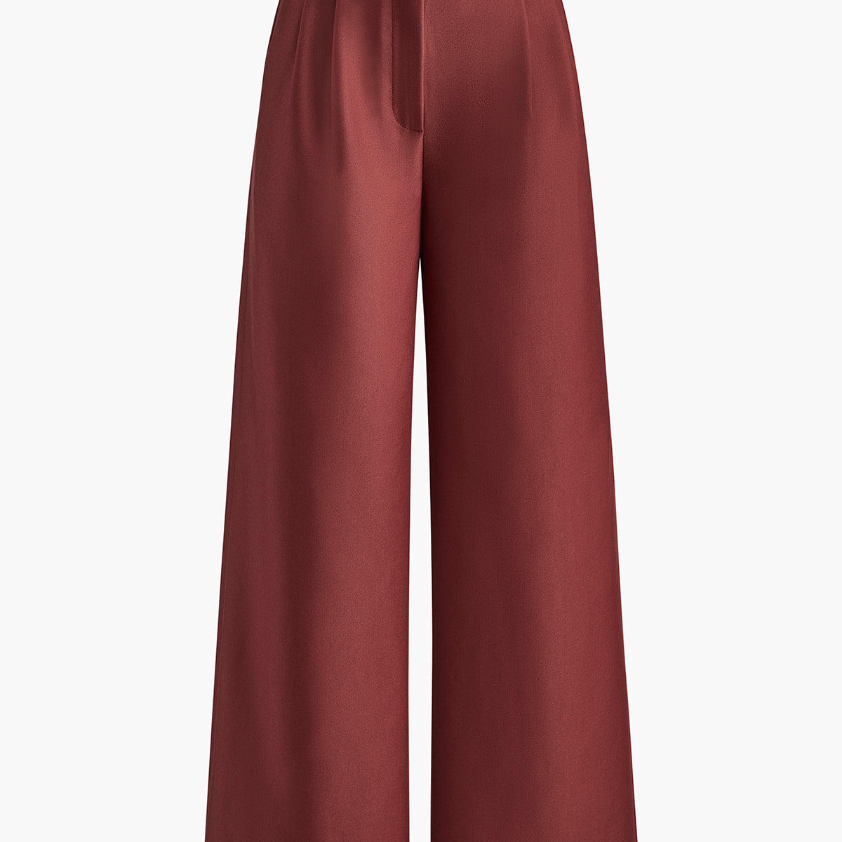 Solid Wide Leg Pants Without Belt