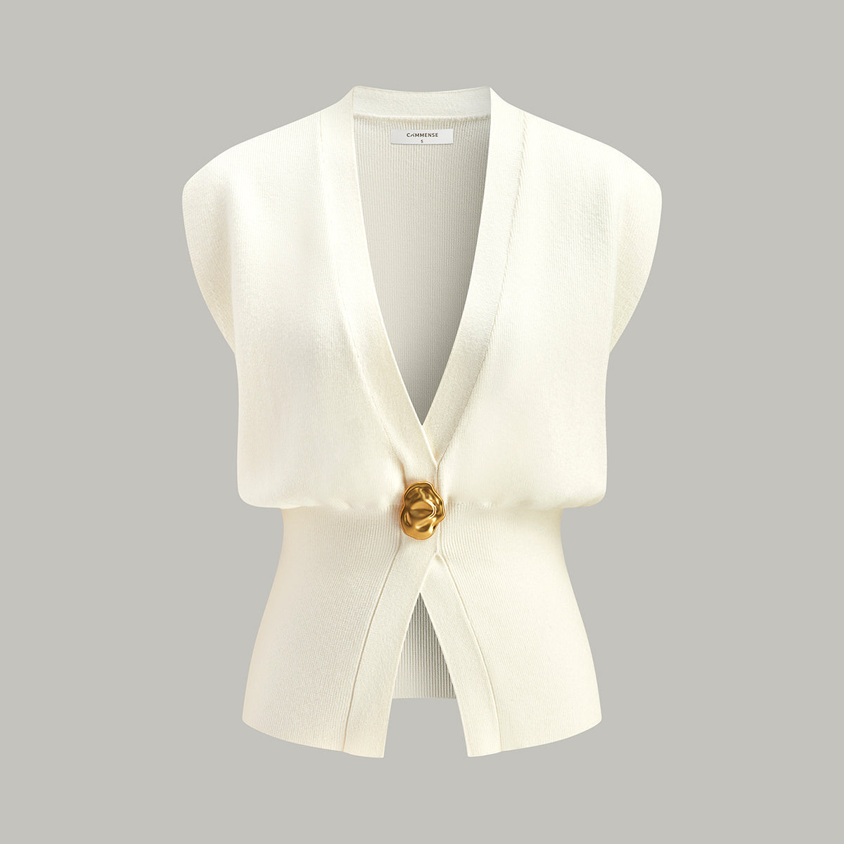 V-Neck Buttoned Detail Sweater Vest