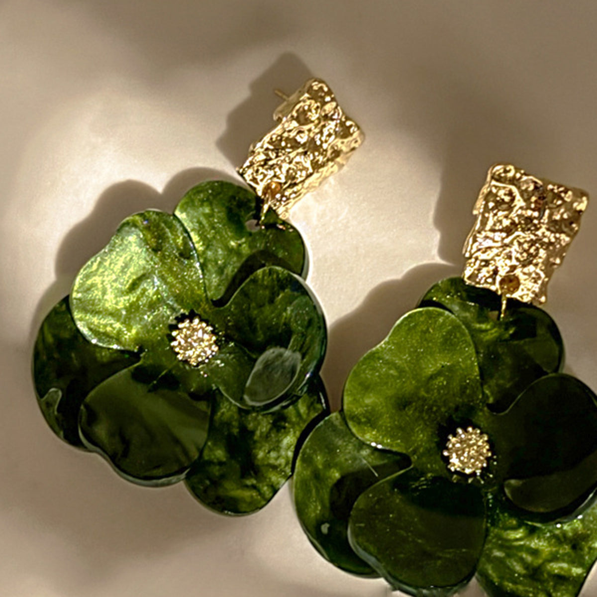Golden Floral Dangle Earrings