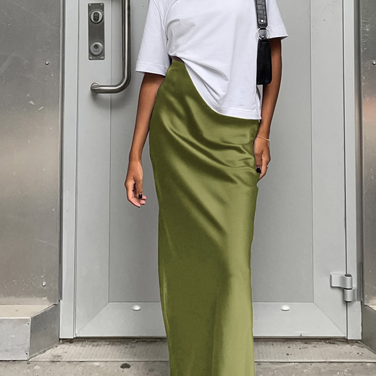 Utility Satin Maxi Skirt