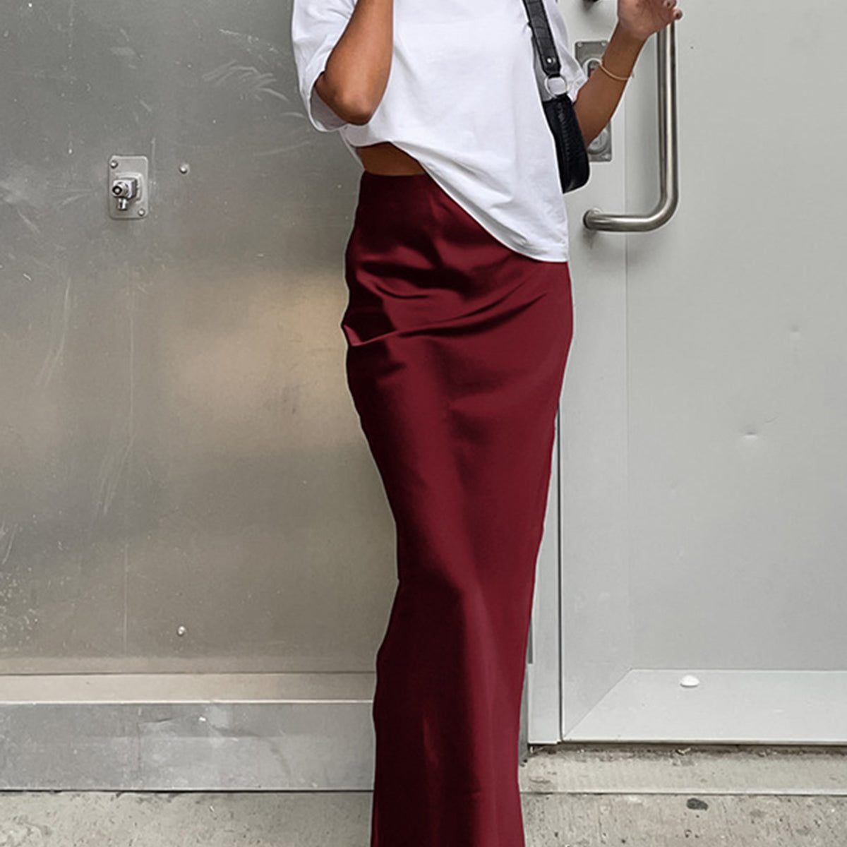 Utility Satin Maxi Skirt