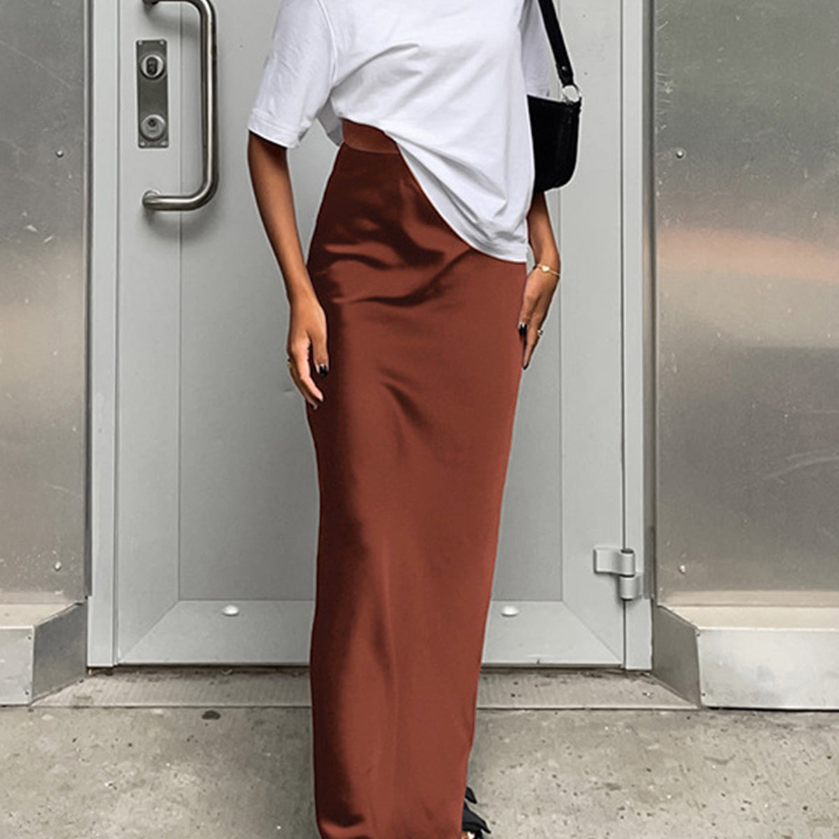 Utility Satin Maxi Skirt