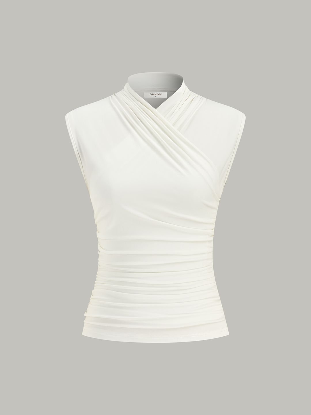 Cross Neck Ruched Fitted Tank Top