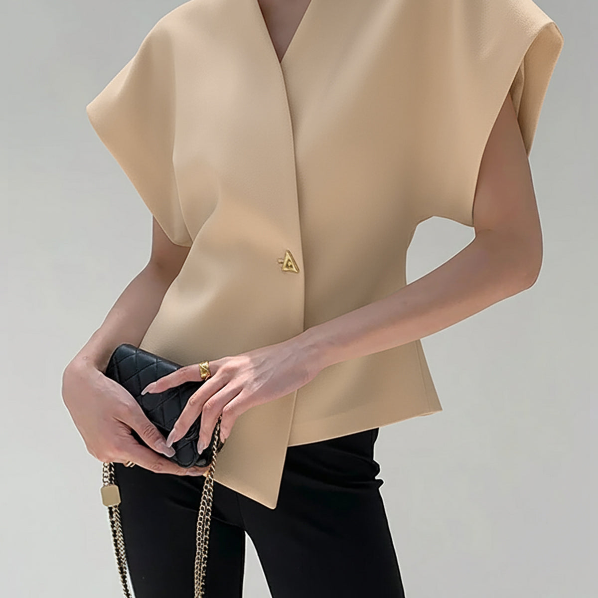 Trendy V-Neck Button Down Blouse