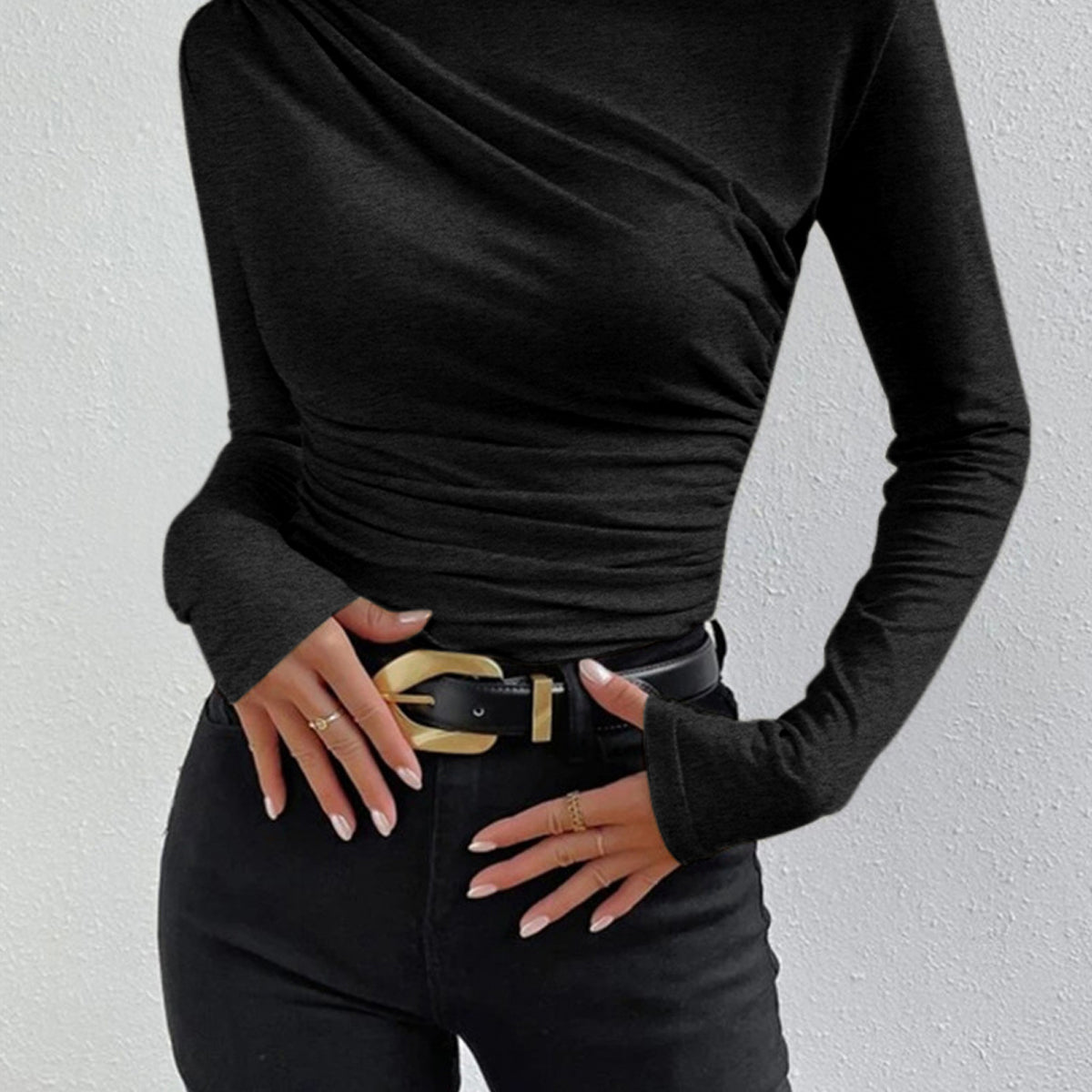 Ruching Long Sleeve Shirt