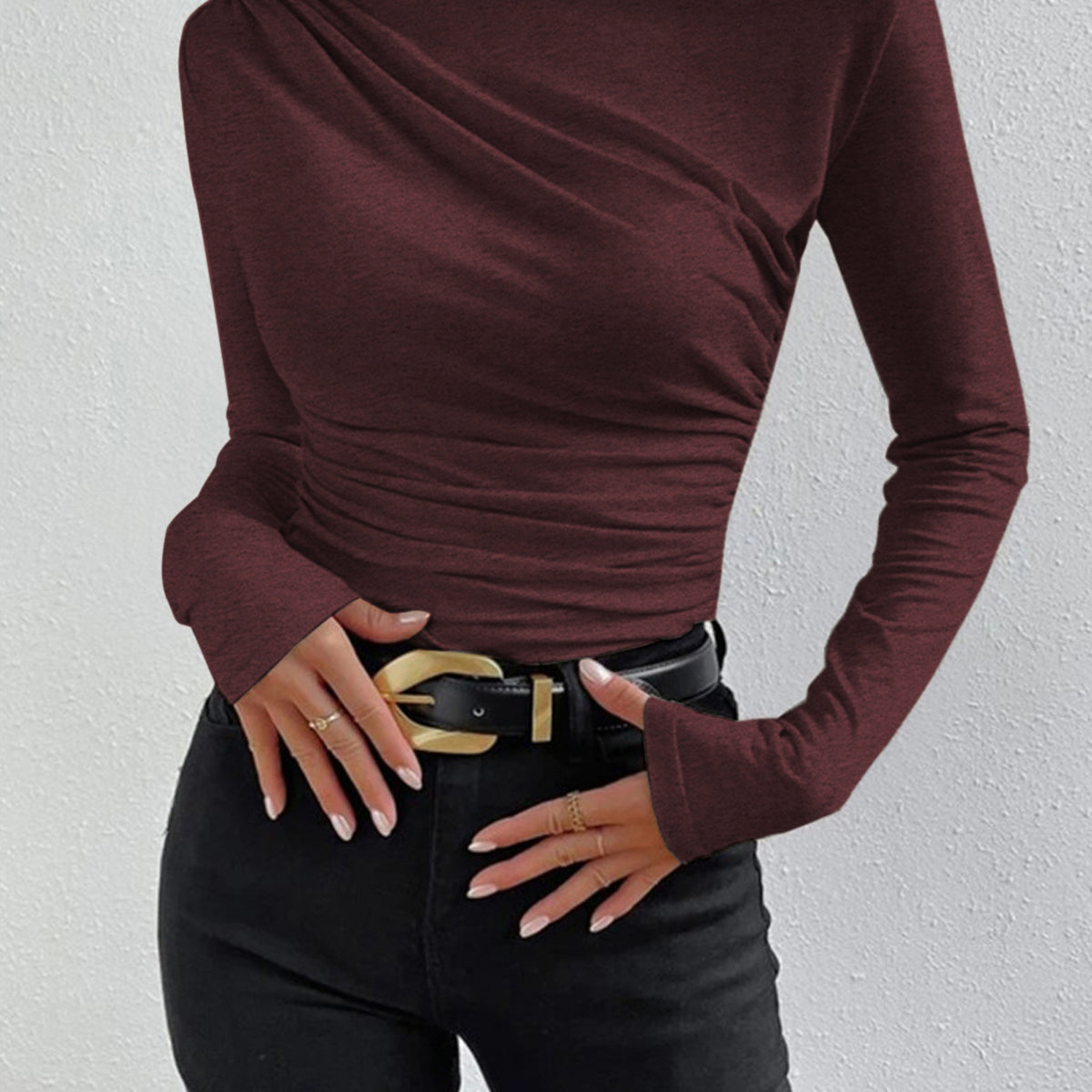 Ruching Long Sleeve Shirt