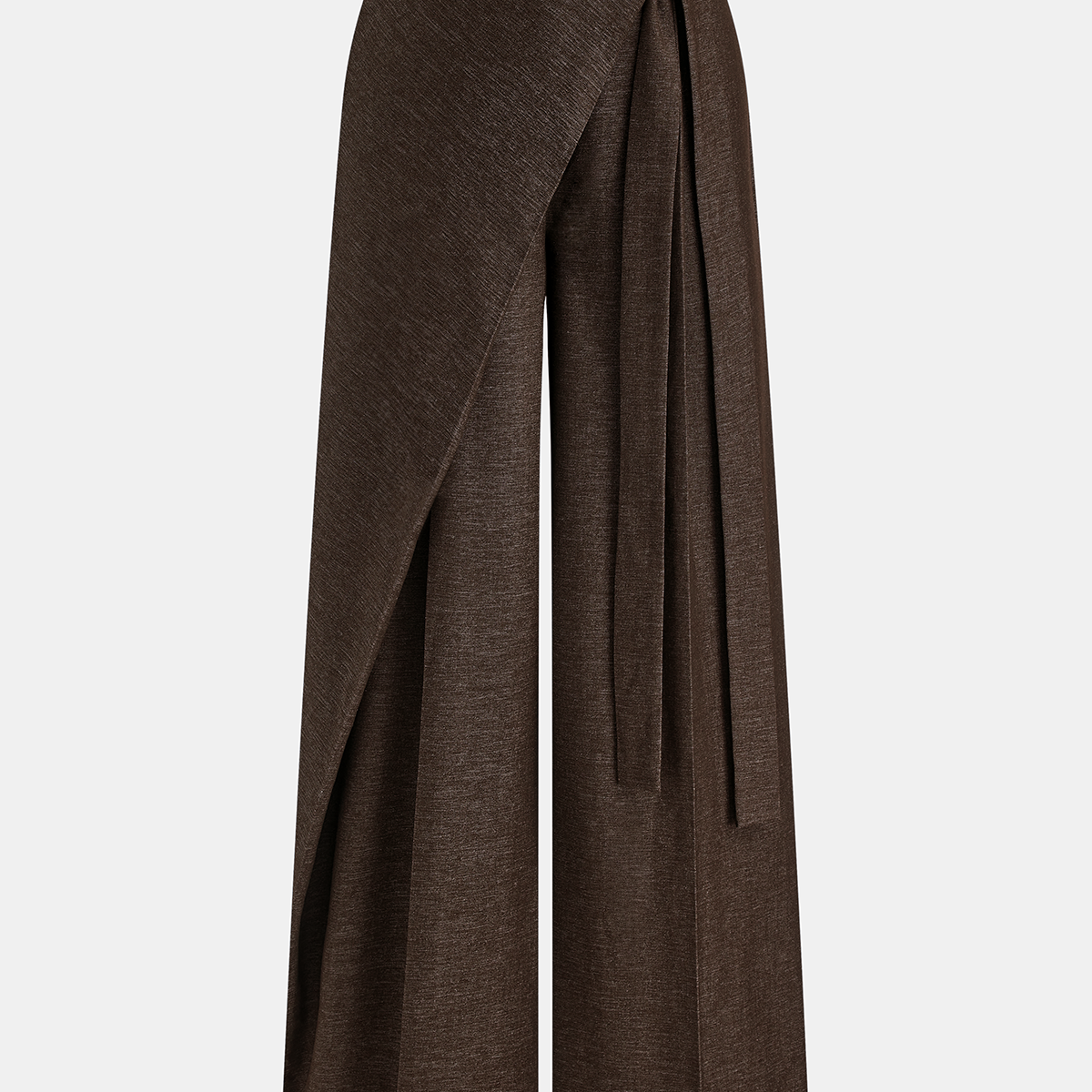 Puddle Hem Asymmetric Wrap Wide-Leg Pants