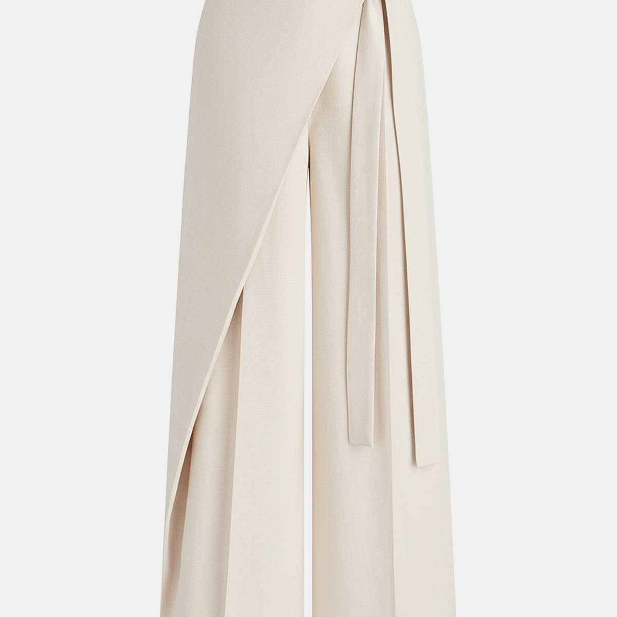 Puddle Hem Asymmetric Wrap Wide-Leg Pants