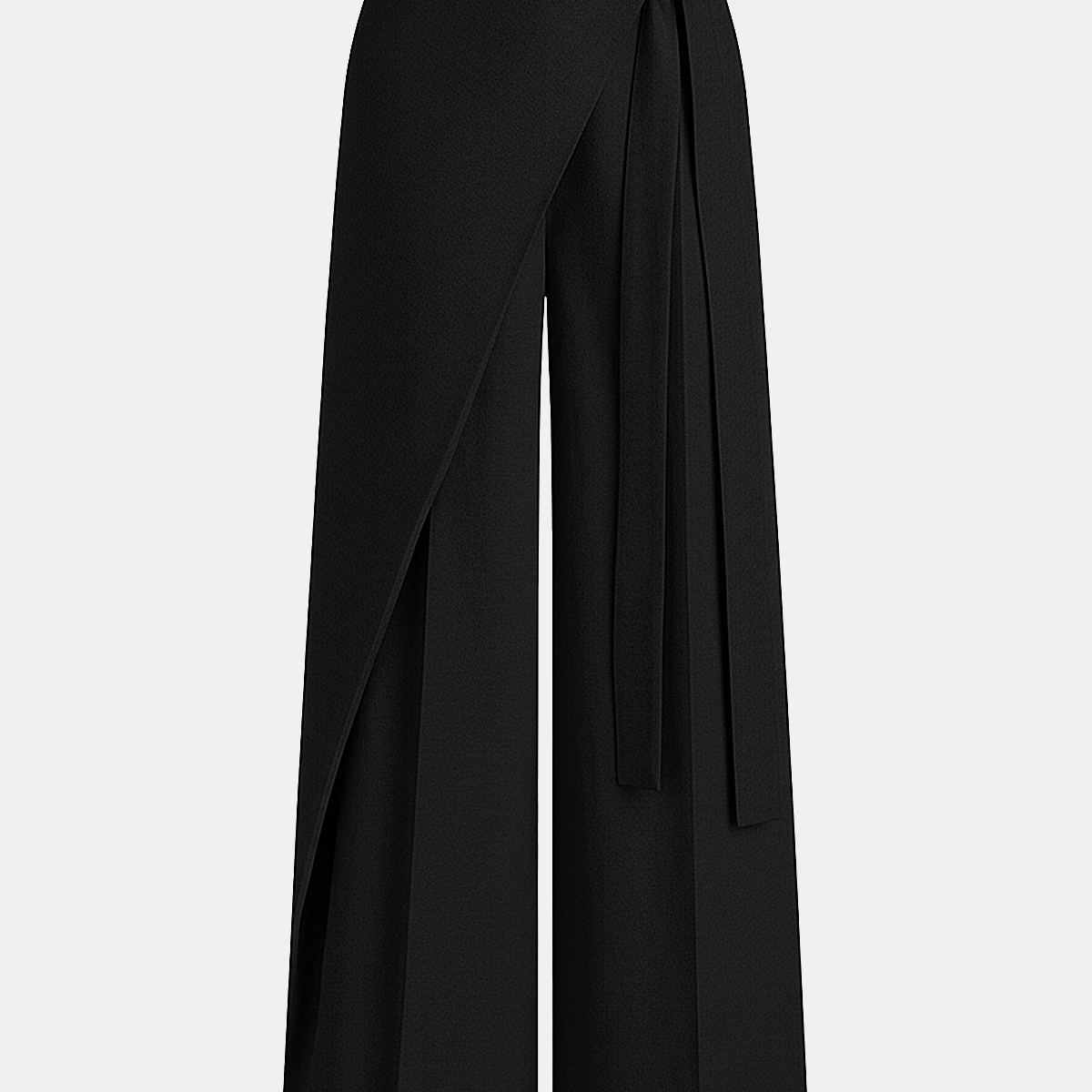 Puddle Hem Asymmetric Wrap Wide-Leg Pants