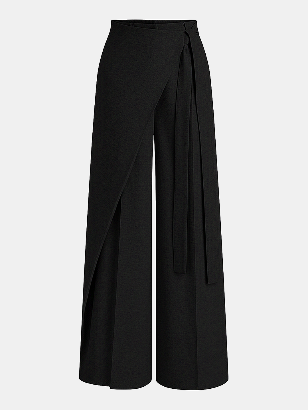 Puddle Hem Asymmetric Wrap Wide-Leg Pants
