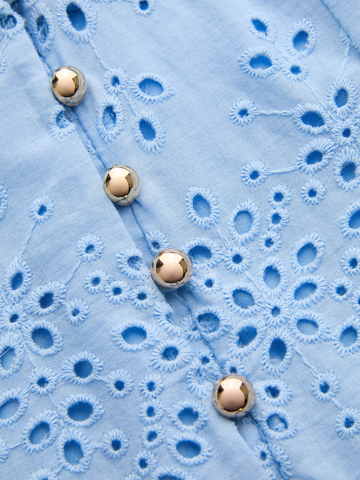 Cotton Sleeveless Embroidered Eyelet Dress