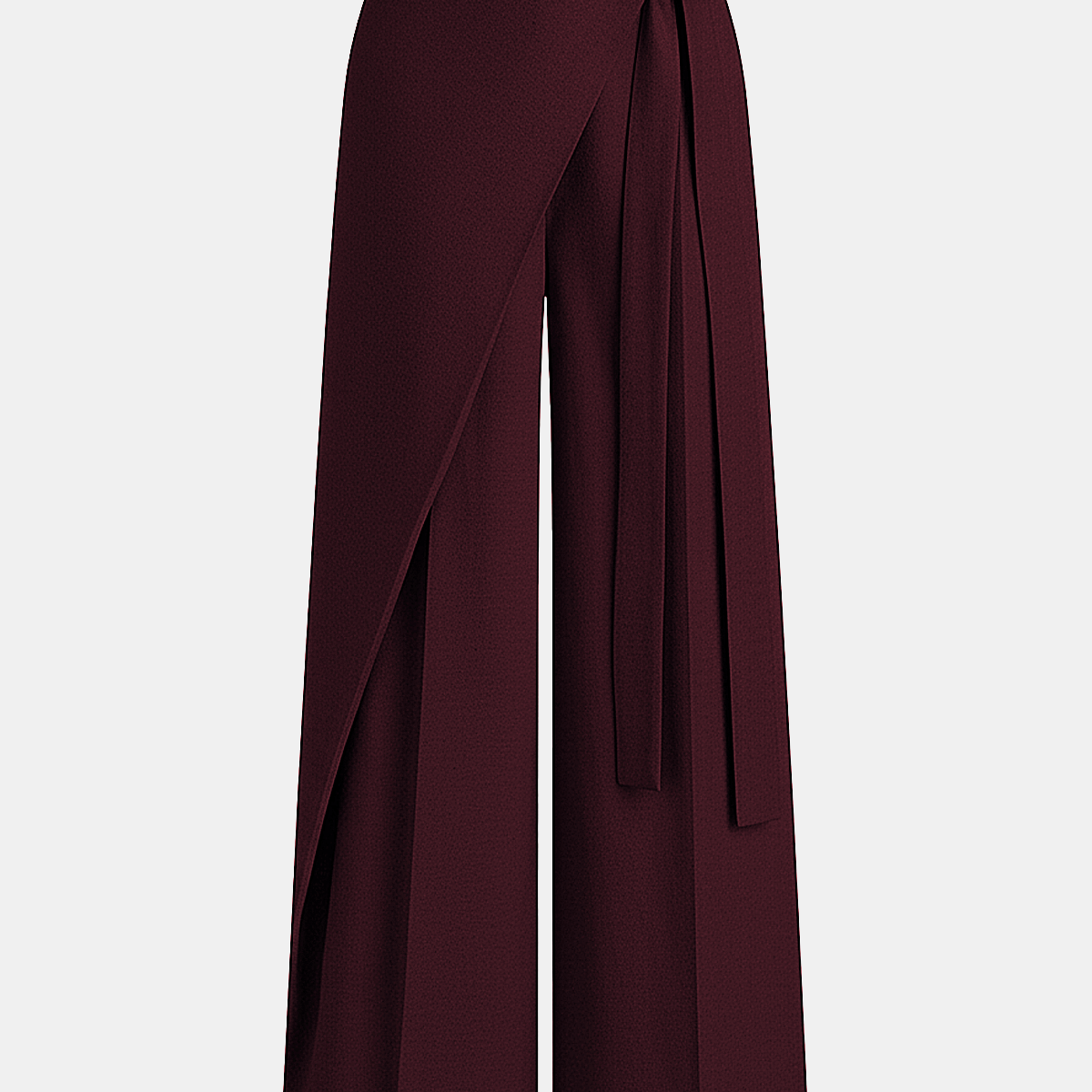Puddle Hem Asymmetric Wrap Wide-Leg Pants