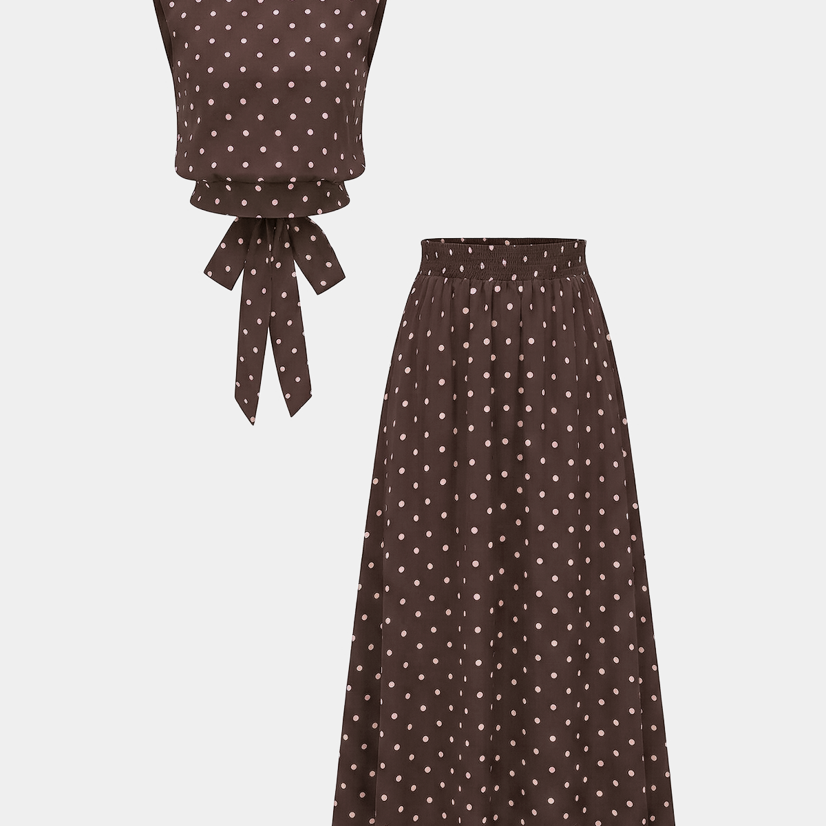 Polka Dot Sleeveless Top & Maxi Skirt Set