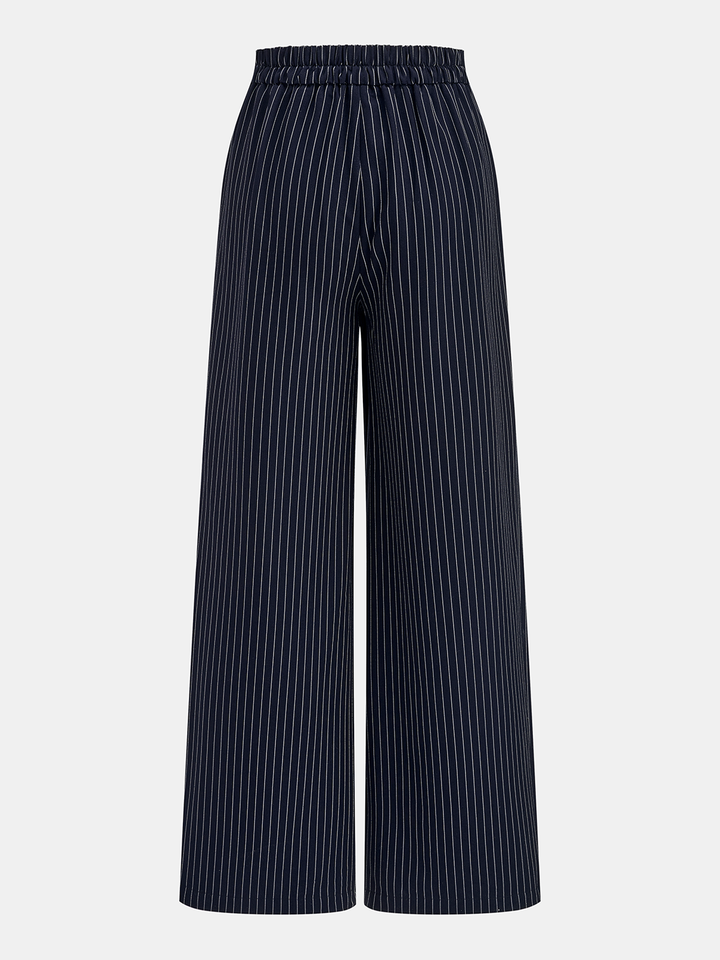 Pinstripe Wrap Tie Top & Pants Set