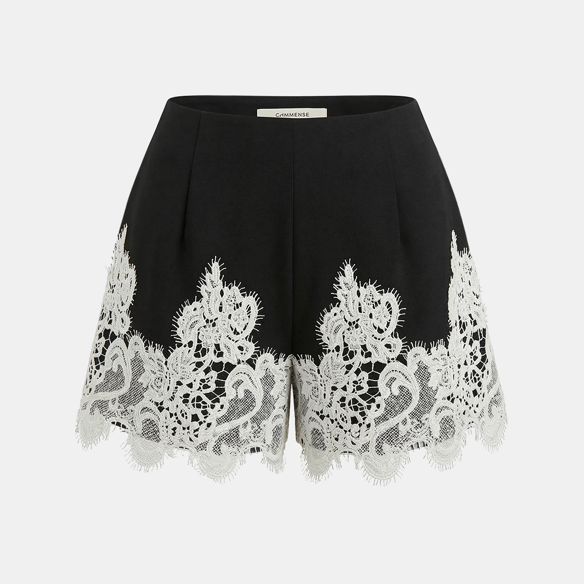 Contrast Lace Trim Mid-Waist Shorts