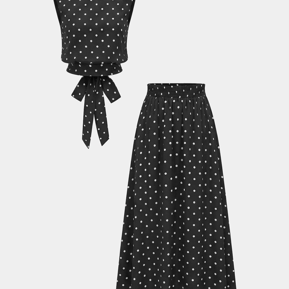 Polka Dot Sleeveless Top & Maxi Skirt Set