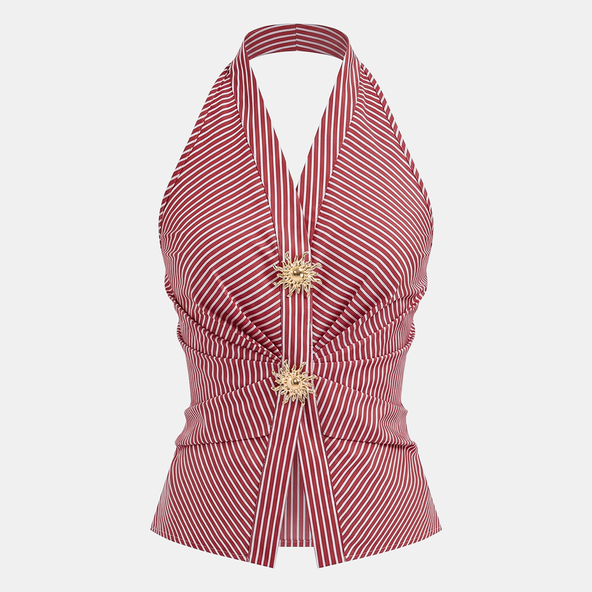 Cotton Blend Striped Halter Top