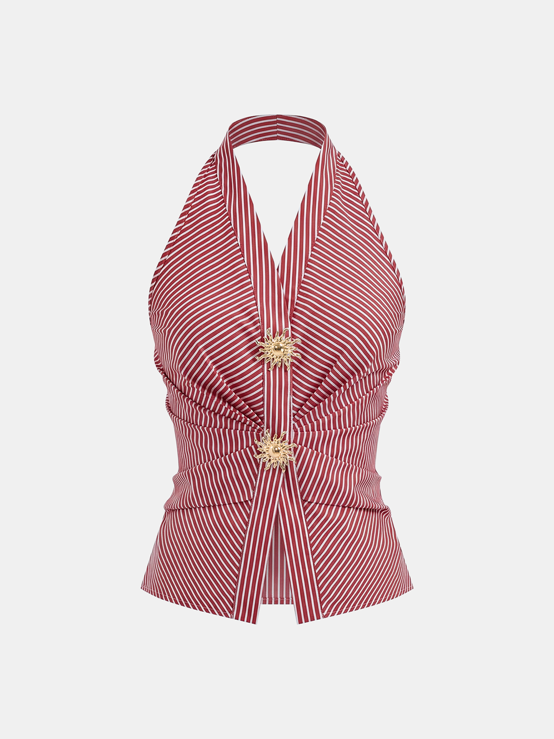 Cotton Blend Striped Halter Top