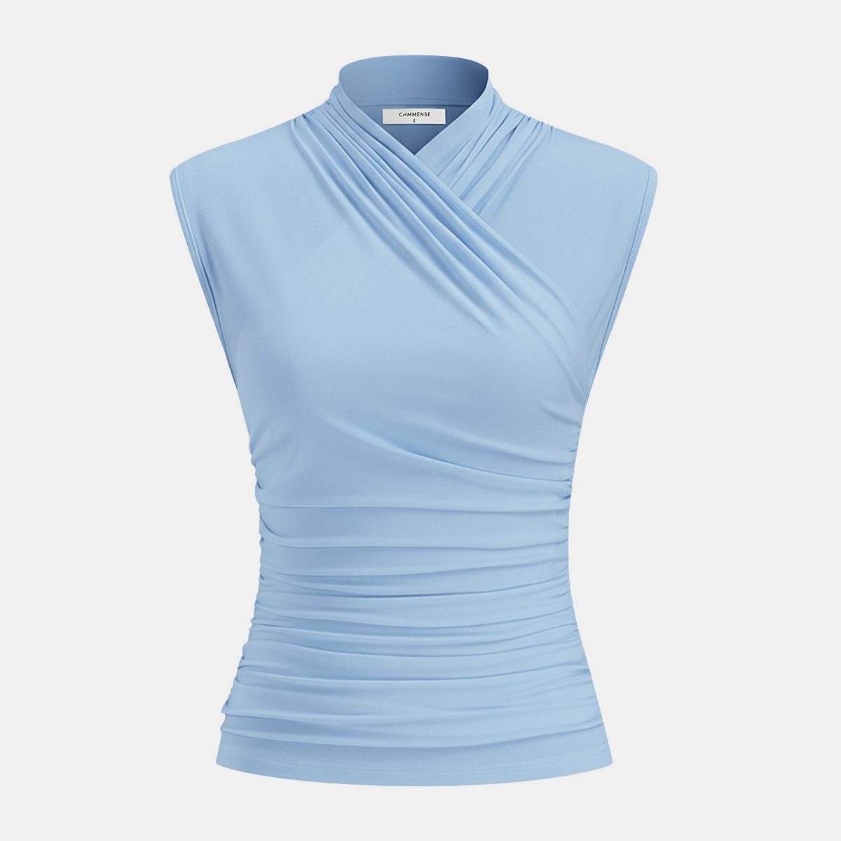 Cross Neck Ruched Fitted Tank Top