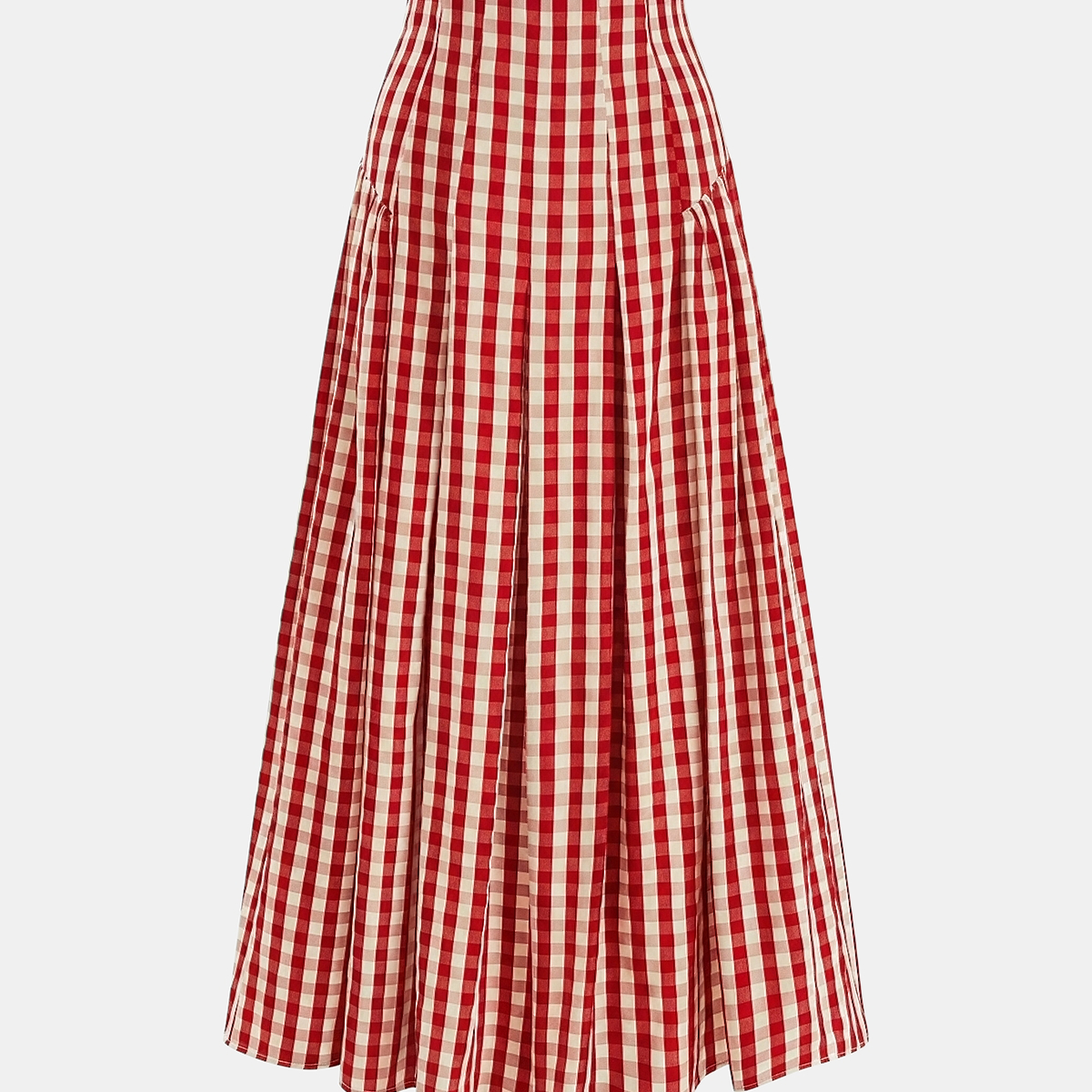 Gingham High-Waisted Pleated Midi Skirt