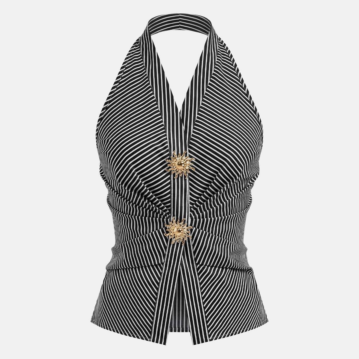 Cotton Blend Striped Halter Top