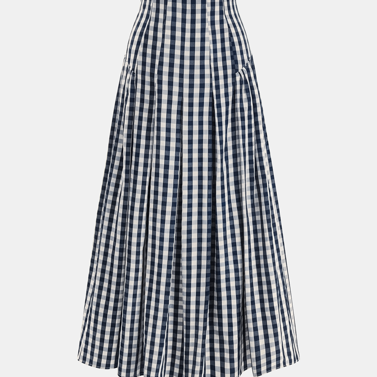 Gingham High-Waisted Pleated Midi Skirt