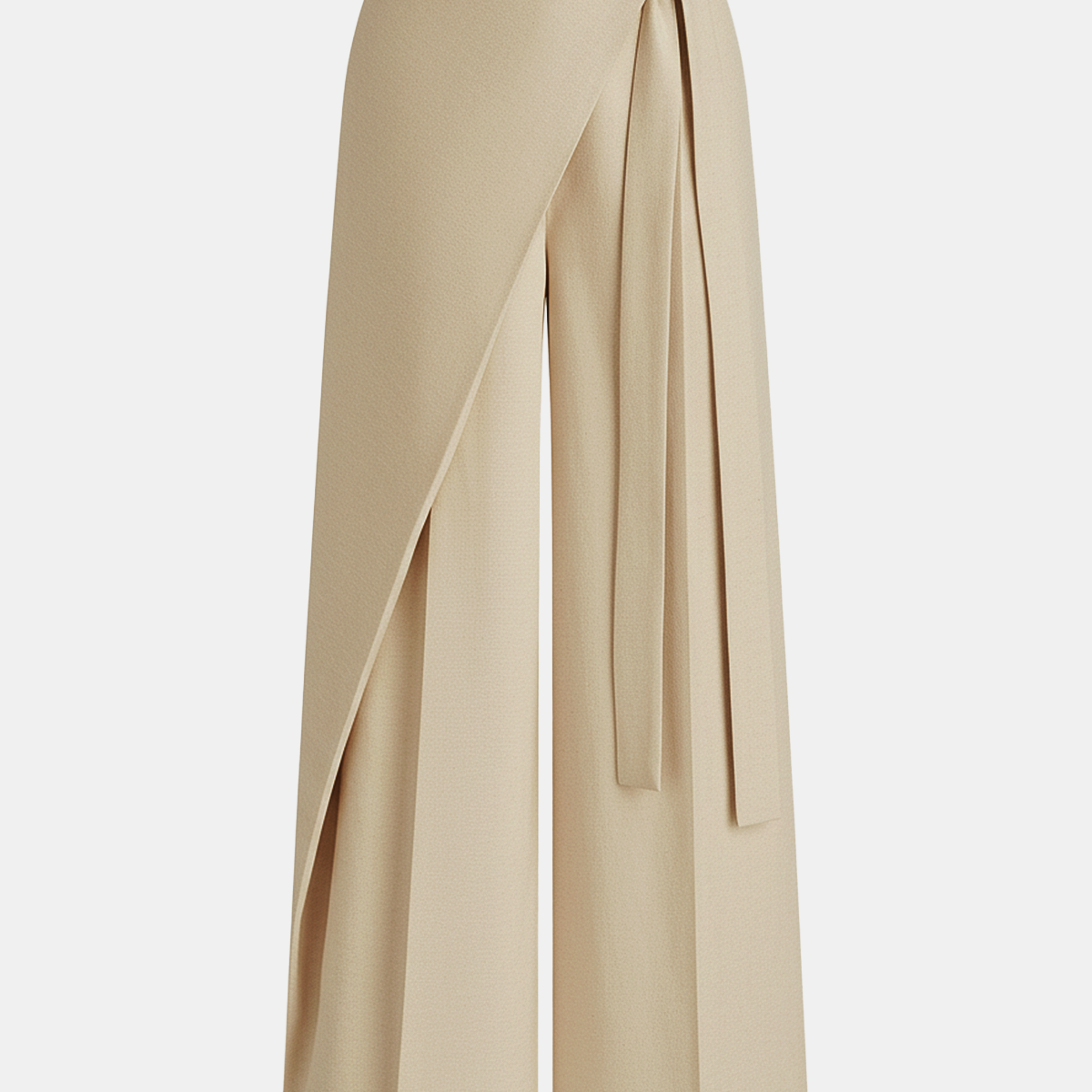 Puddle Hem Asymmetric Wrap Wide-Leg Pants
