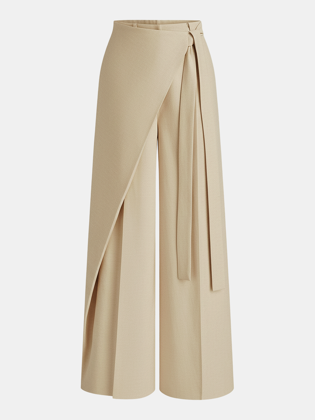 Puddle Hem Asymmetric Wrap Wide-Leg Pants