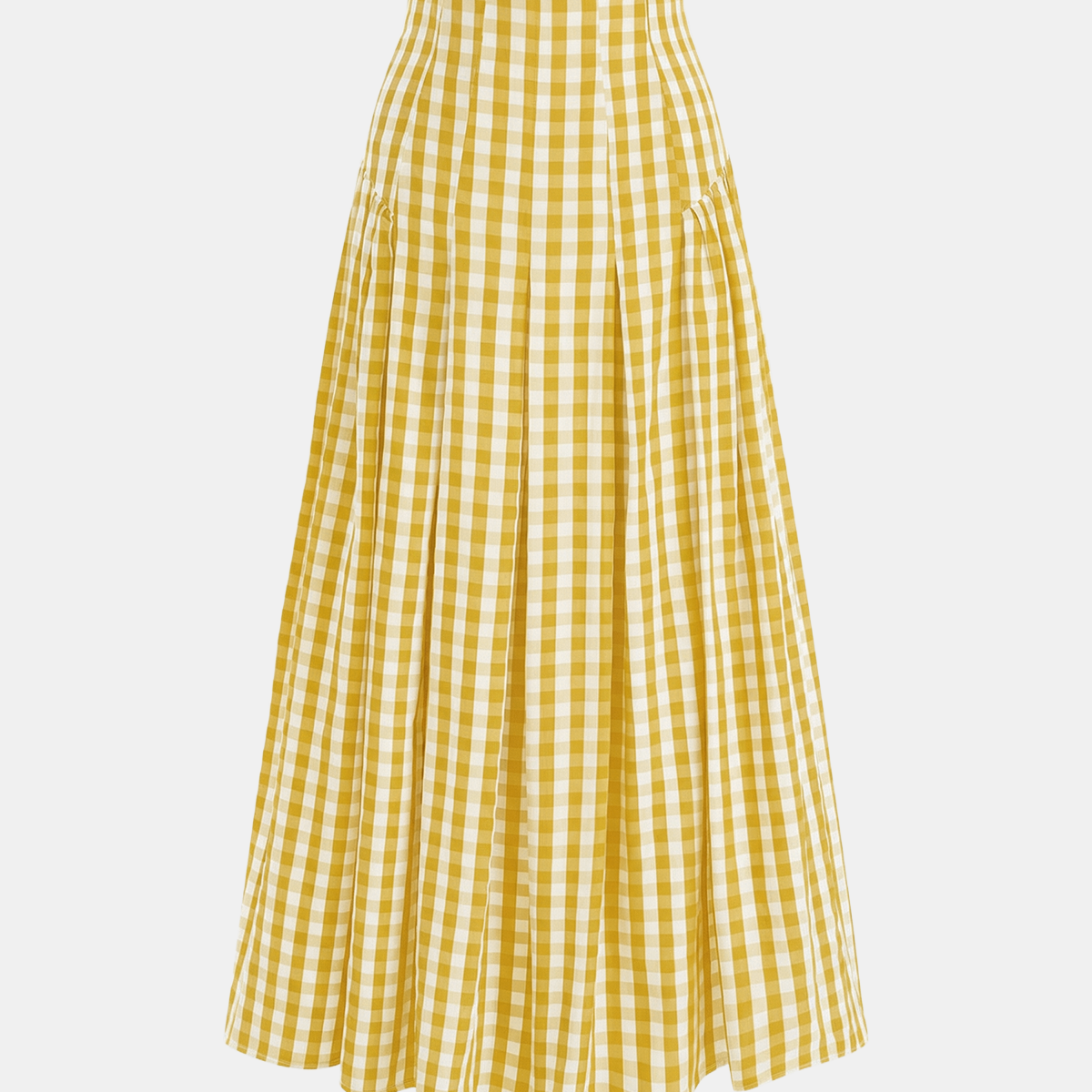 Gingham High-Waisted Pleated Midi Skirt