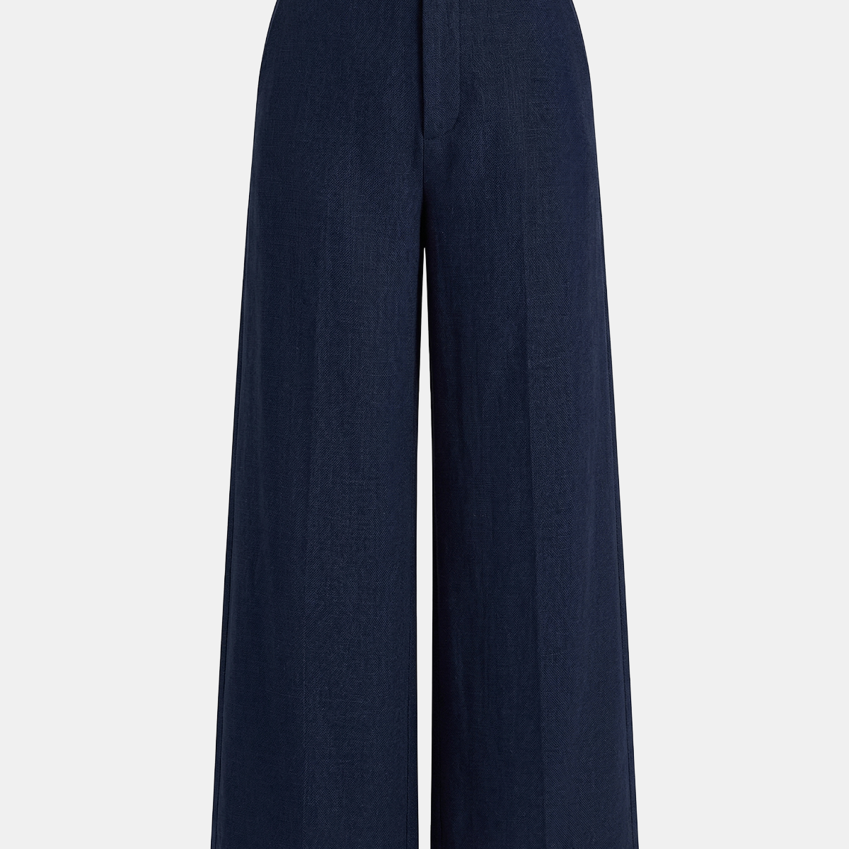 Belted Linen-Blend Wide-Leg Pants