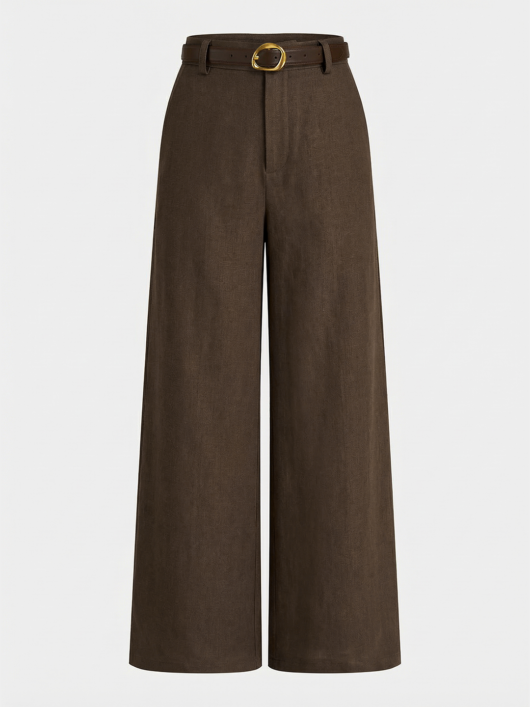Belted Linen-Blend Wide-Leg Pants