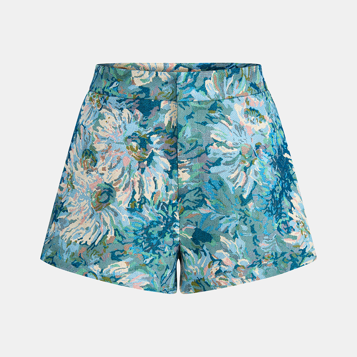 Floral Jacquard Mid-Waist Shorts