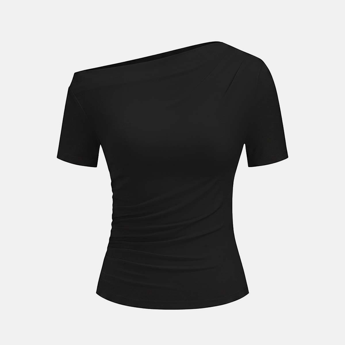 Ruched Off Shoulder Slim Short Sleeve Top