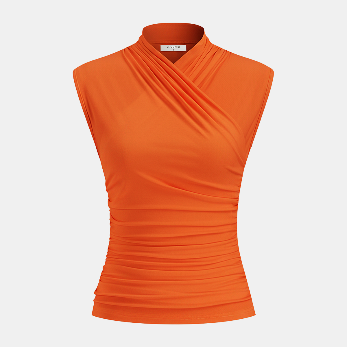 Cross Neck Ruched Fitted Tank Top