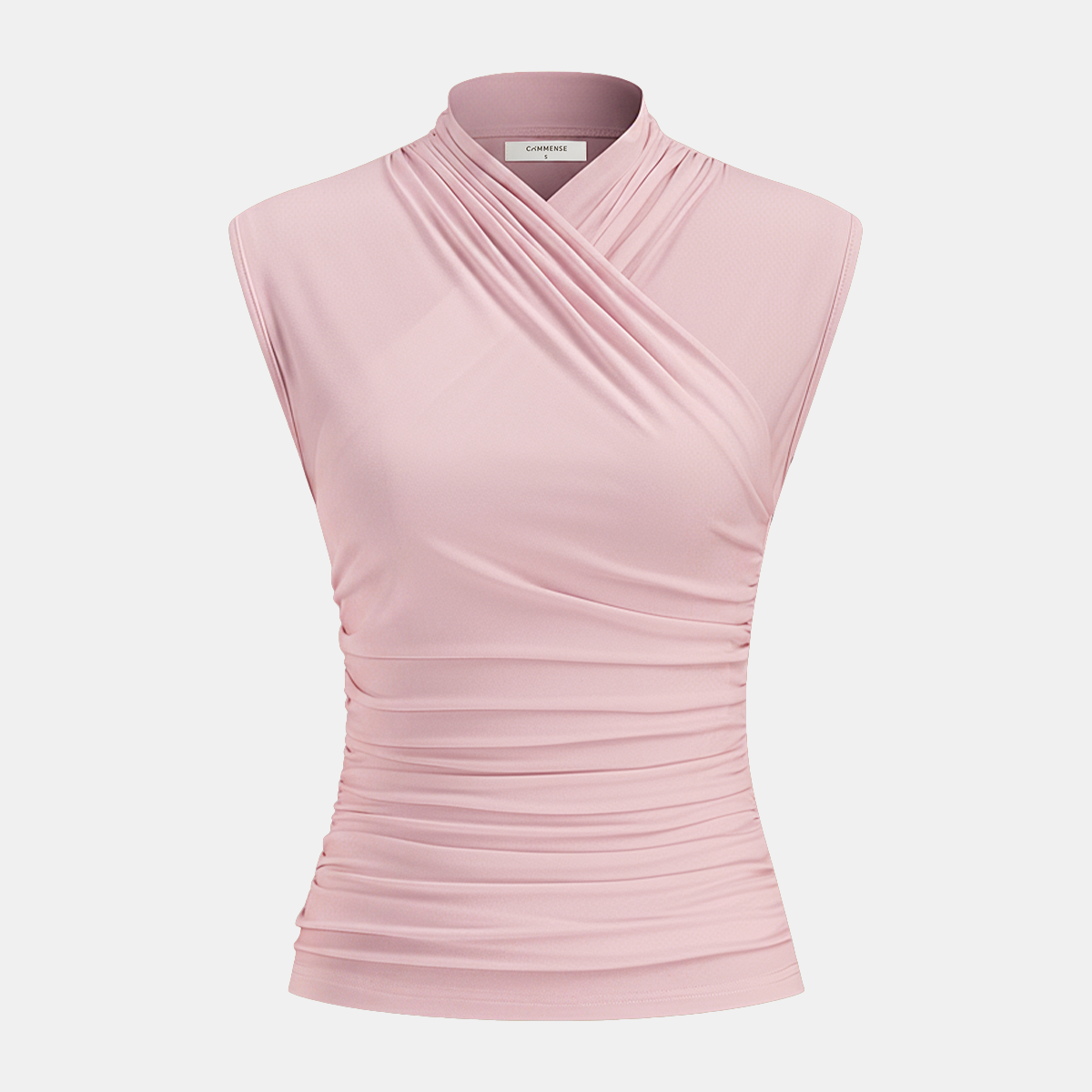 Cross Neck Ruched Fitted Tank Top