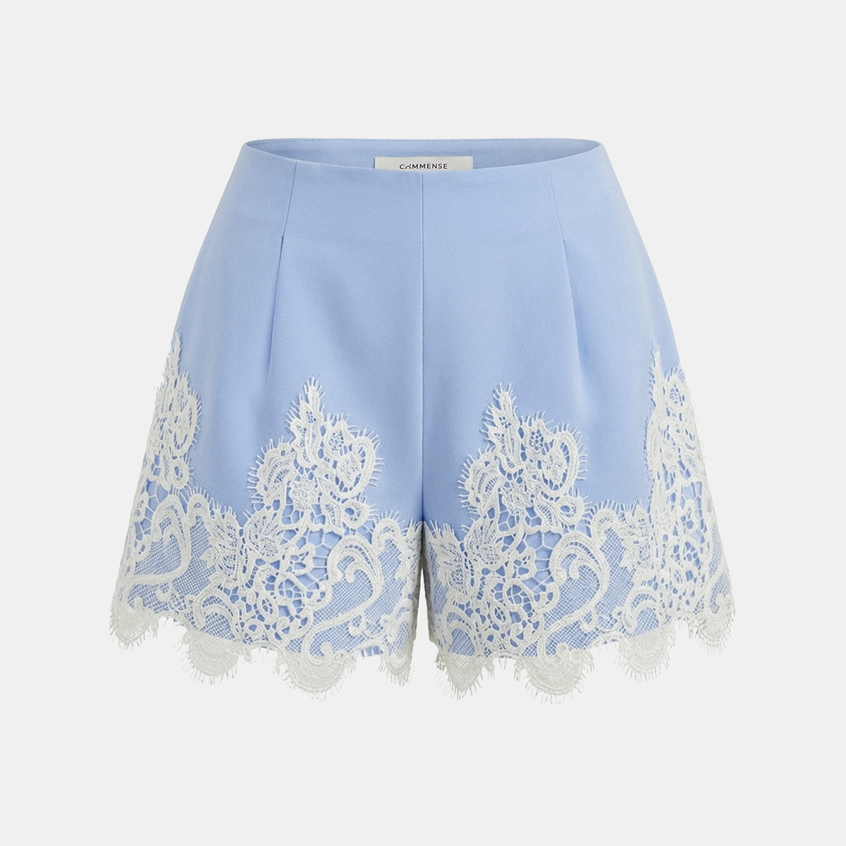Contrast Lace Trim Mid-Waist Shorts