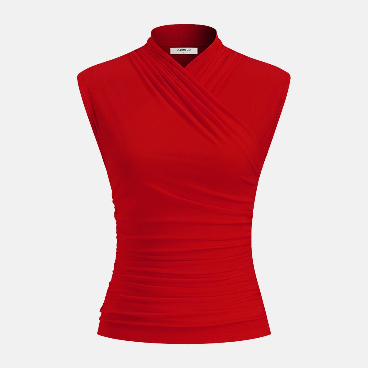 Cross Neck Ruched Fitted Tank Top