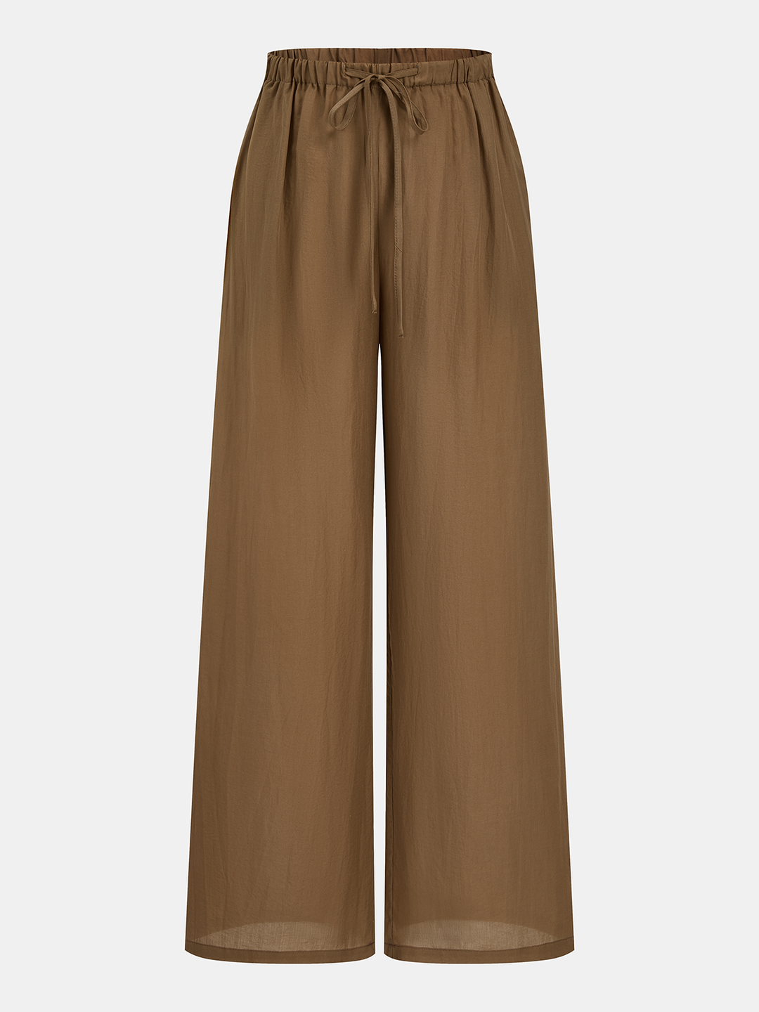 Smei-Sheer Halter Neck Top & Wide Leg Pants Set