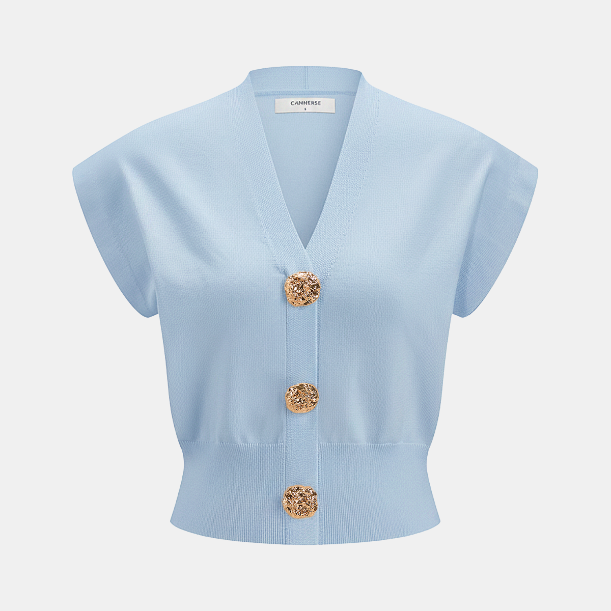 V-Neck Cap Sleeve Knit Top