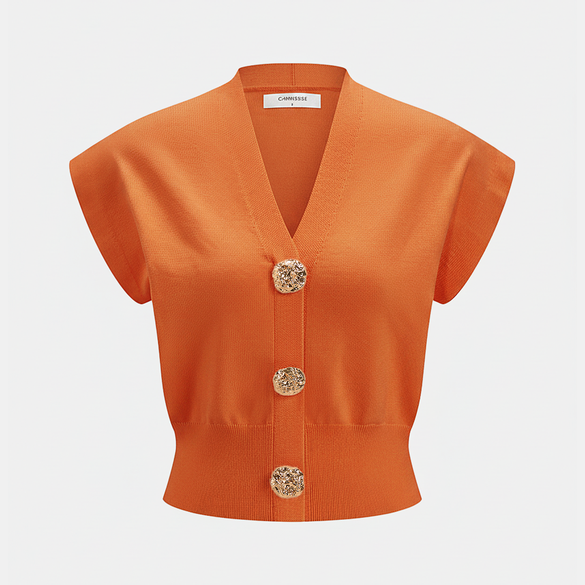 V-Neck Cap Sleeve Knit Top
